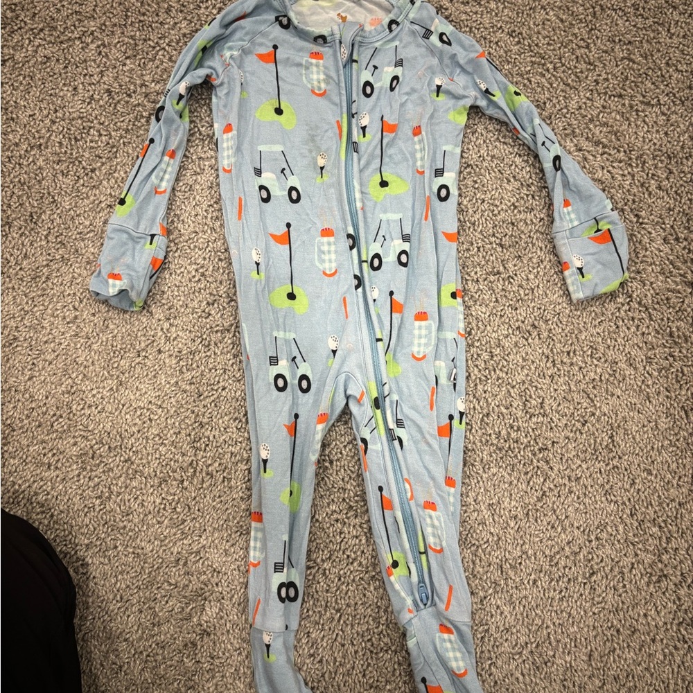 Playful Blue Kids Footie with Fun Print